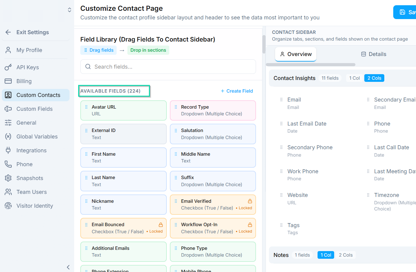 Adding Fields to Sections